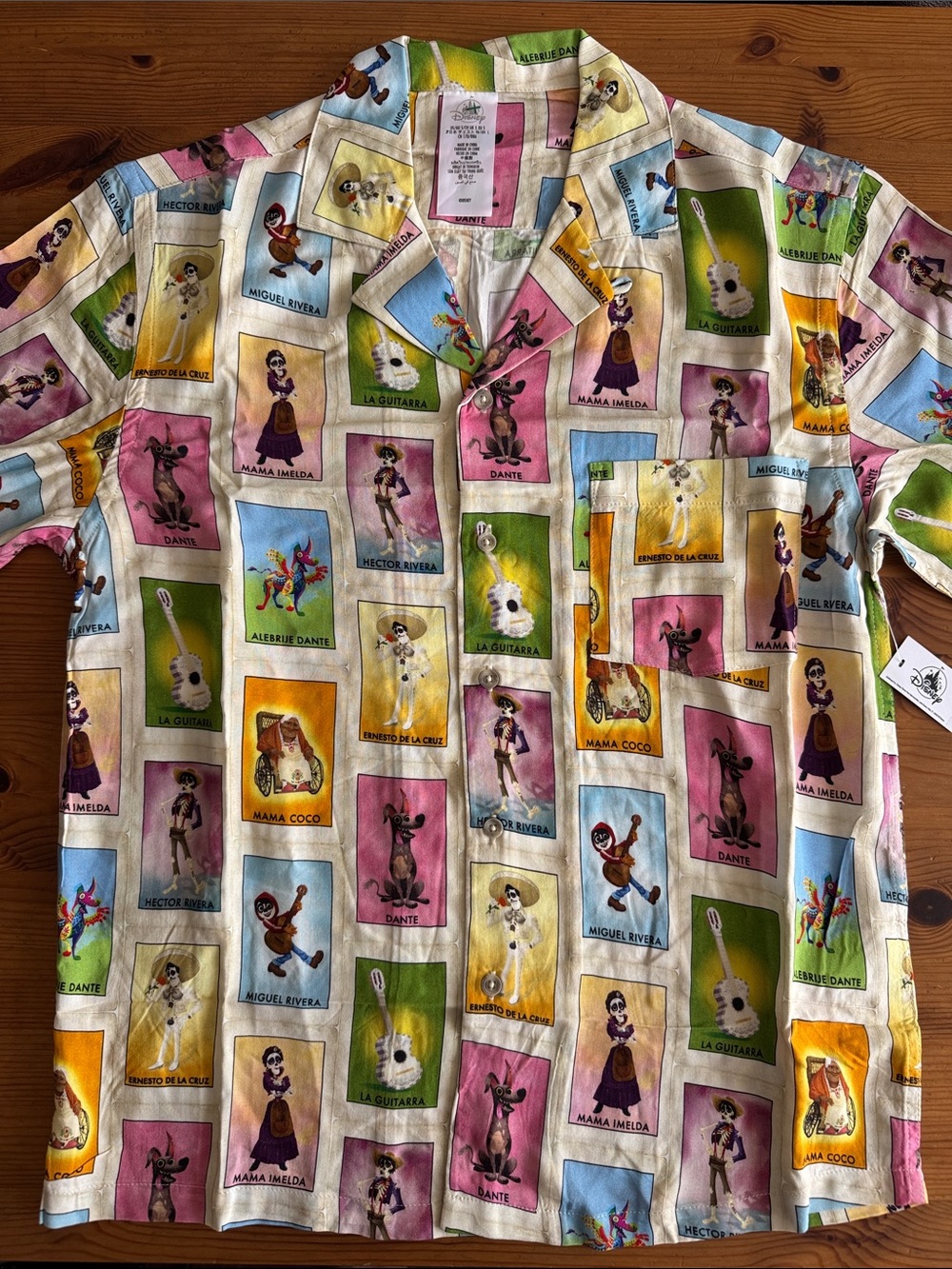 Disney “Coco” Mexican Lotería Print Short Sleeve Button Down Shirt - Multicolor